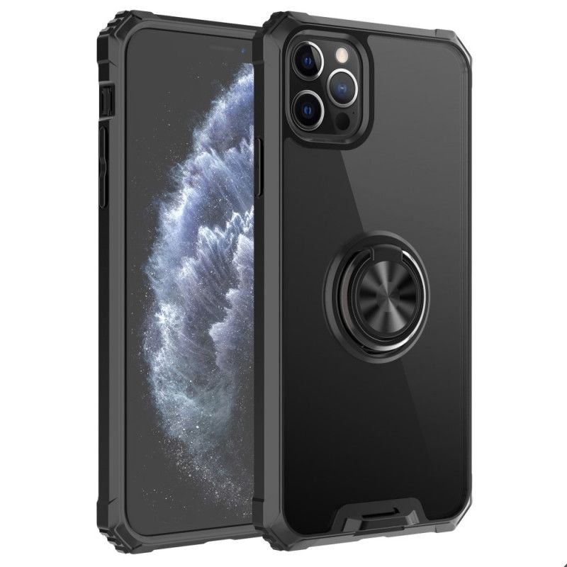 Etui iPhone 11 Pro Max Czerwony Czarny Przezroczysty Z Pierścieniem Nośnym Etui Ochronne