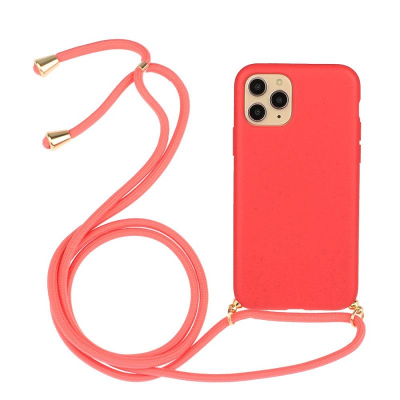 Etui iPhone 11 Pro Max Czerwony Czarny Silikon I Sznurek