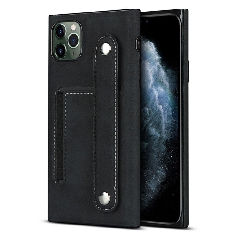 Etui iPhone 11 Pro Max Czerwony Czarny Uchwyt Na Kartę I Pasek