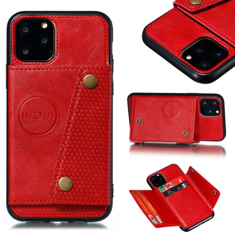 Etui iPhone 11 Pro Max Czerwony Szary Portfel Zatrzaskowy