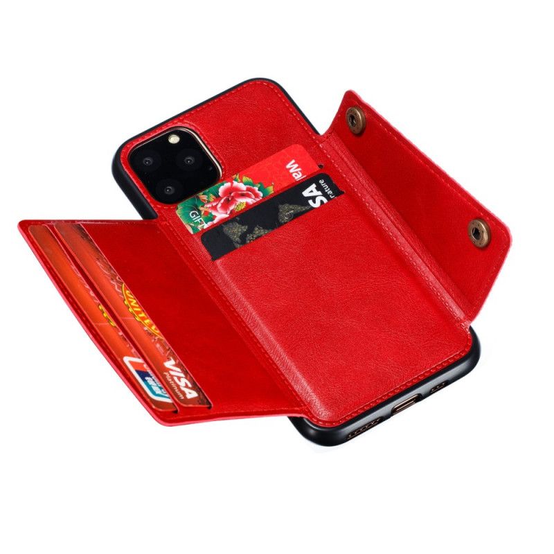 Etui iPhone 11 Pro Max Czerwony Szary Portfel Zatrzaskowy