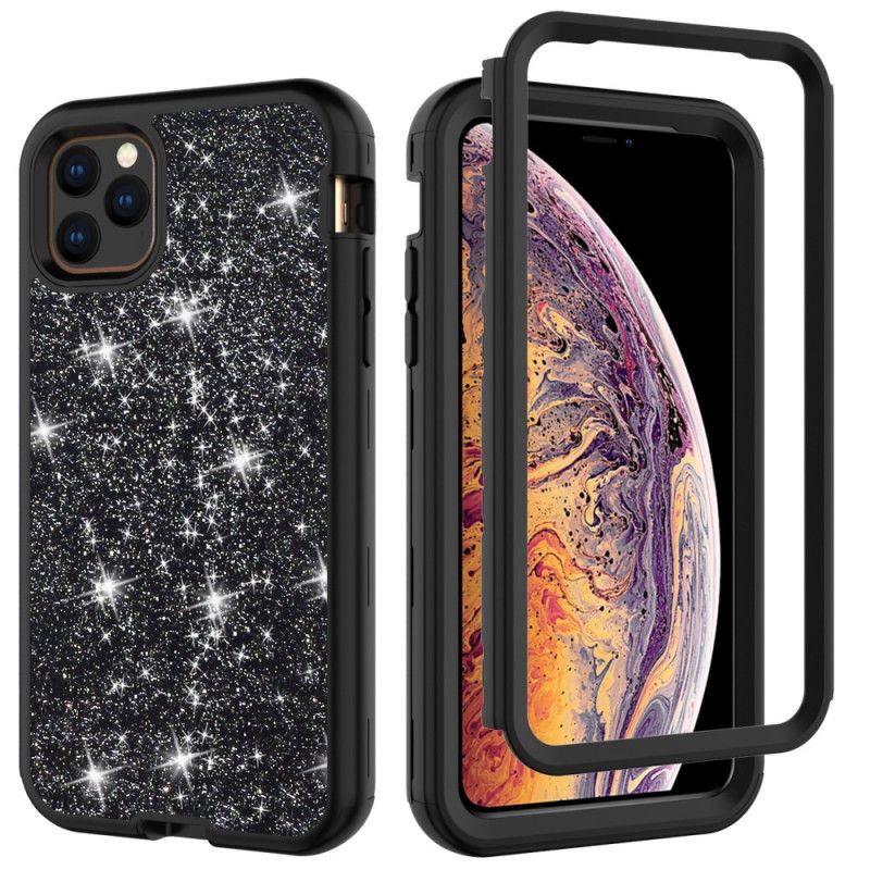 Etui iPhone 11 Pro Max Fioletowy Czarny Brokat Hybrydowy