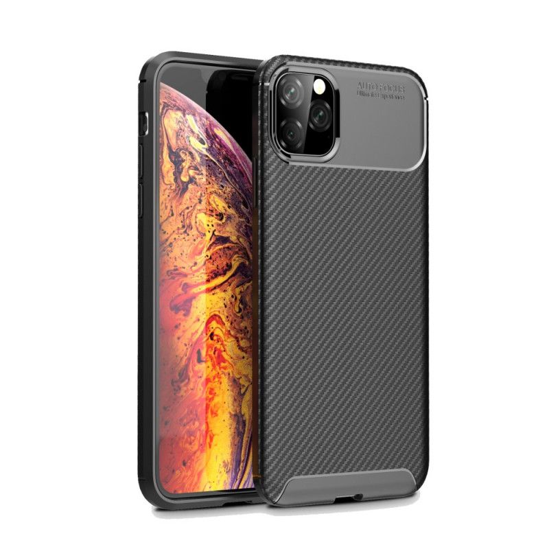 Etui iPhone 11 Pro Max Granatowy Czarny Elastyczna Tekstura Włókna Węglowego Etui Ochronne