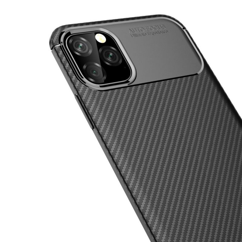 Etui iPhone 11 Pro Max Granatowy Czarny Elastyczna Tekstura Włókna Węglowego Etui Ochronne