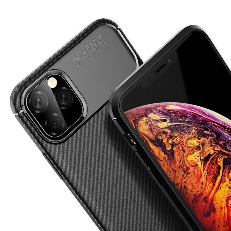 Etui iPhone 11 Pro Max Granatowy Czarny Elastyczna Tekstura Włókna Węglowego Etui Ochronne