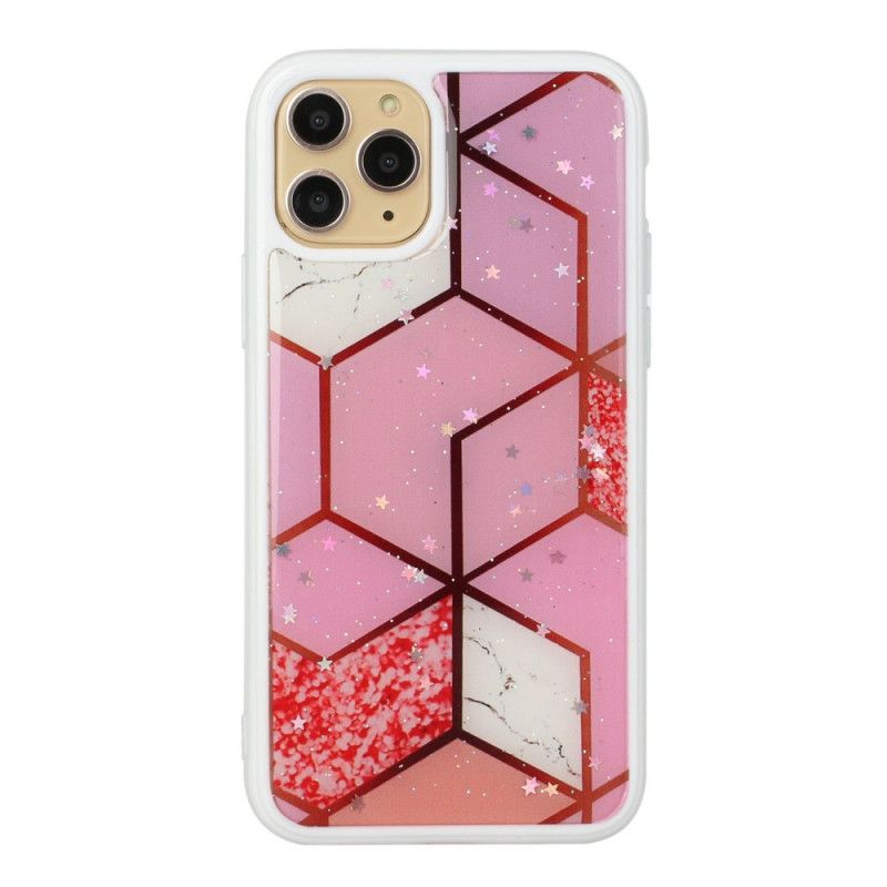 Etui iPhone 11 Pro Max Jasnoniebieski Magenta Wzór Marmuru Silikonowego I Epoksydowego