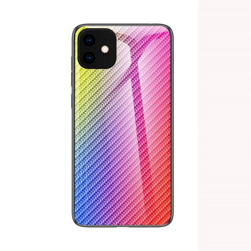 Etui iPhone 11 Pro Max Magenta Czarny Szkło Hartowane Z Włókna Węglowego