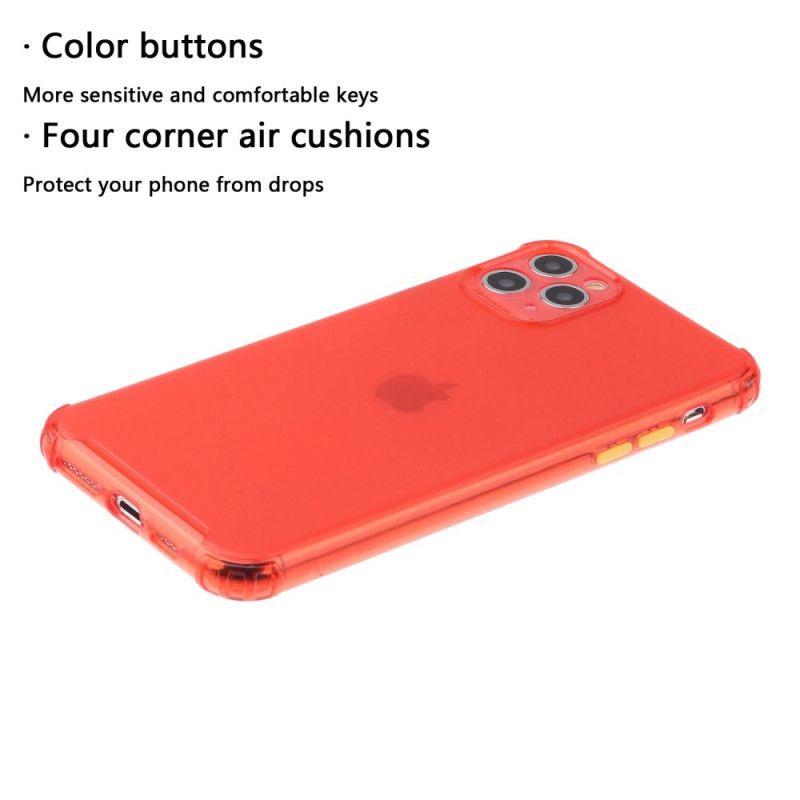 Etui iPhone 11 Pro Max Magenta Czerwony Przezroczyste Kolorowe Przyciski