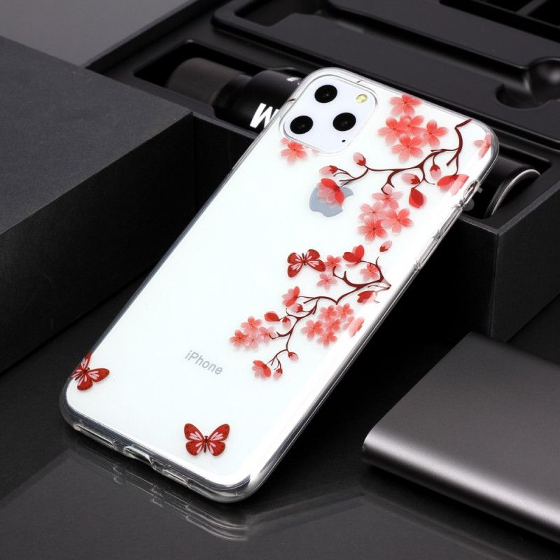 Etui iPhone 11 Pro Max Przezroczysta Gałąź Z Motylami