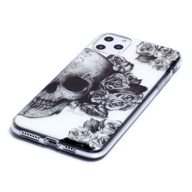 Etui iPhone 11 Pro Max Przezroczysta Kwiecista Czaszka