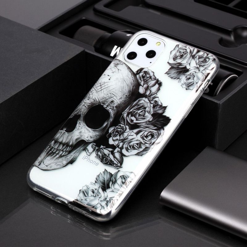 Etui iPhone 11 Pro Max Przezroczysta Kwiecista Czaszka