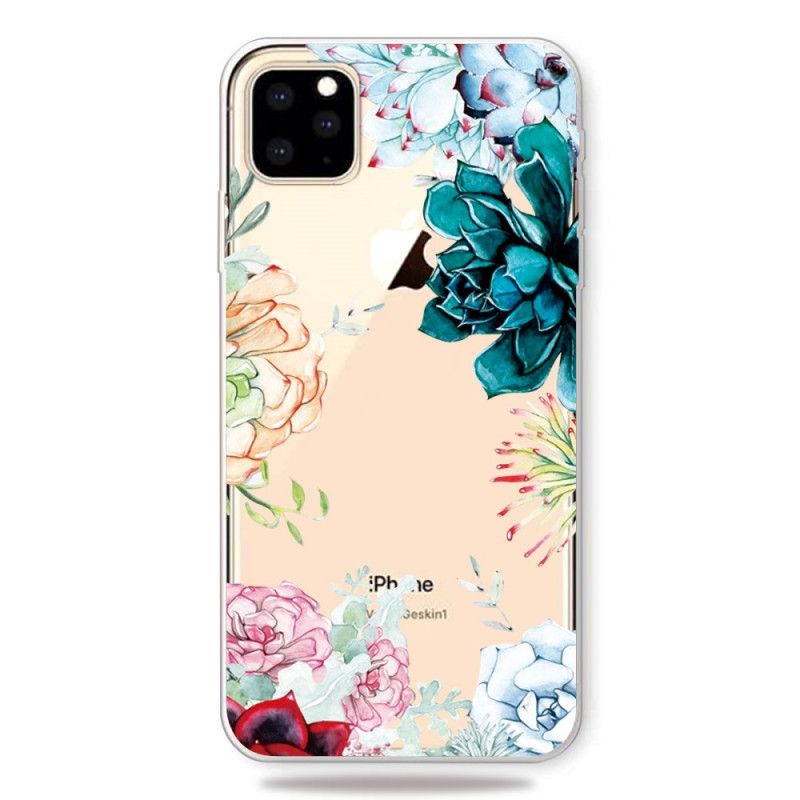 Etui iPhone 11 Pro Max Przezroczyste Kwiaty Akwarelowe Etui Ochronne