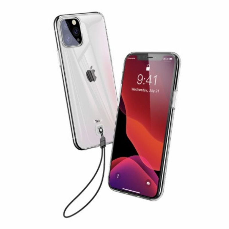 Etui iPhone 11 Pro Max Przezroczysty Czarny Przezroczysta Podstawa Z Paskiem Etui Ochronne