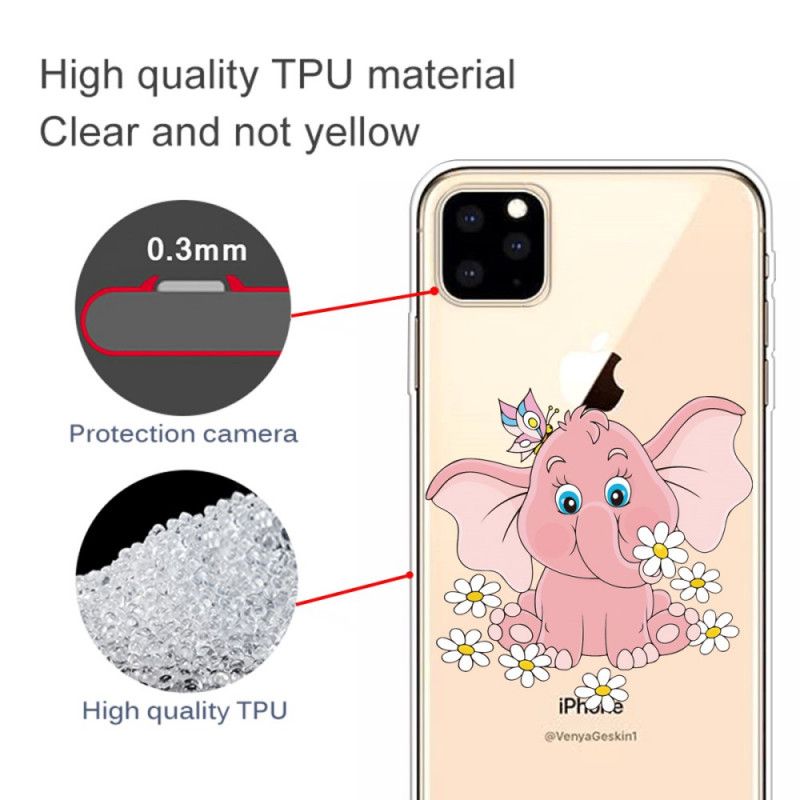 Etui iPhone 11 Pro Max Przezroczysty Różowy Słoń