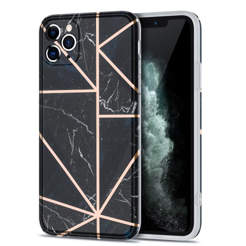 Etui iPhone 11 Pro Max Różowy Czarny Marmurowa Krzykliwa Geometria