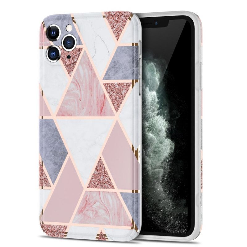 Etui iPhone 11 Pro Max Różowy Czarny Marmurowa Krzykliwa Geometria