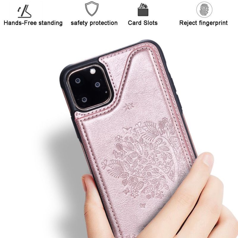 Etui iPhone 11 Pro Max Różowy Czerwony Wielofunkcyjny Nadruk Kota Etui Ochronne