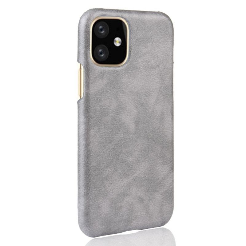 Etui iPhone 11 Pro Max Szary Czarny Efekt Skóry Liczi