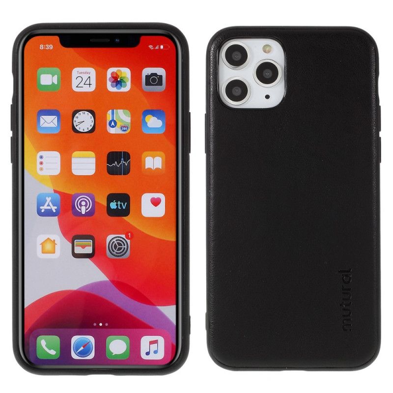 Etui iPhone 11 Pro Max Szary Czarny Efekt Skóry Mutural