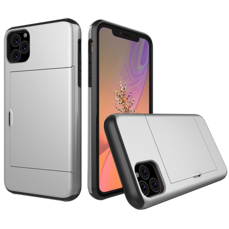 Etui iPhone 11 Pro Max Szary Czarny Sztywne Błyszczące Etui Na Karty