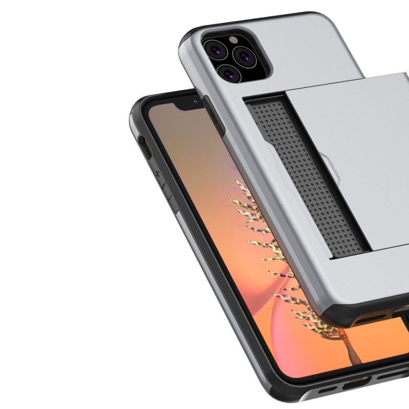 Etui iPhone 11 Pro Max Szary Czarny Sztywne Błyszczące Etui Na Karty