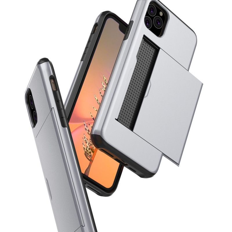 Etui iPhone 11 Pro Max Szary Czarny Sztywne Błyszczące Etui Na Karty