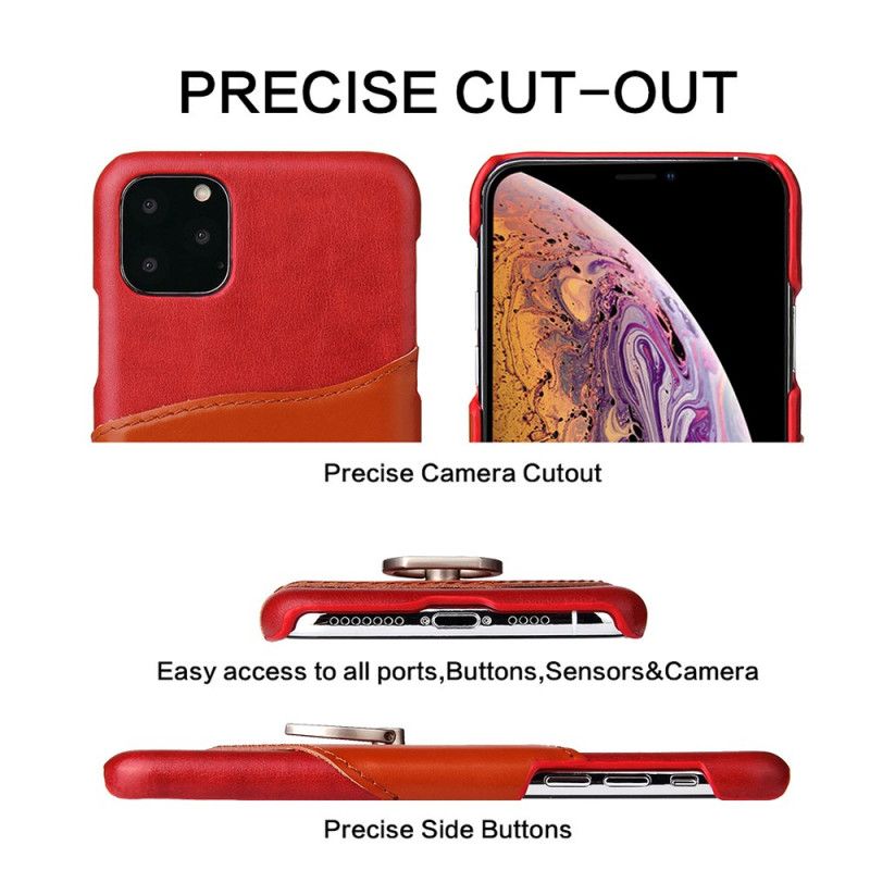 Etui iPhone 11 Pro Max Zielony Czerwony Fierre Shann Uchwyt Na Kartę I Pierścień Podtrzymujący