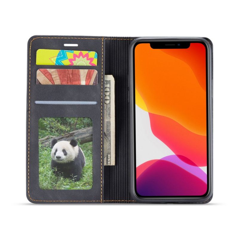 Flip Kotelot iPhone 11 Pro Max Czerwony Czarny Efekt Skóry Forwenw Etui Ochronne