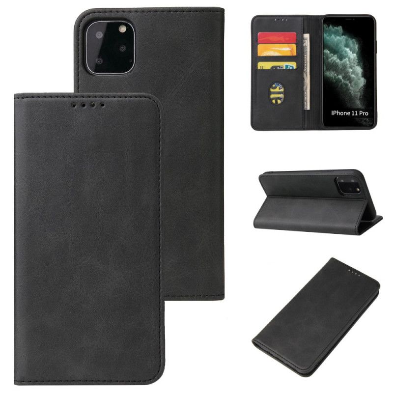 Flip Kotelot iPhone 11 Pro Max Czerwony Czarny Styl Biznesowy Plus Efekt Skóry Etui Ochronne