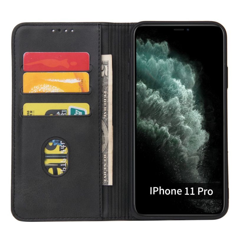 Flip Kotelot iPhone 11 Pro Max Czerwony Czarny Styl Biznesowy Plus Efekt Skóry Etui Ochronne