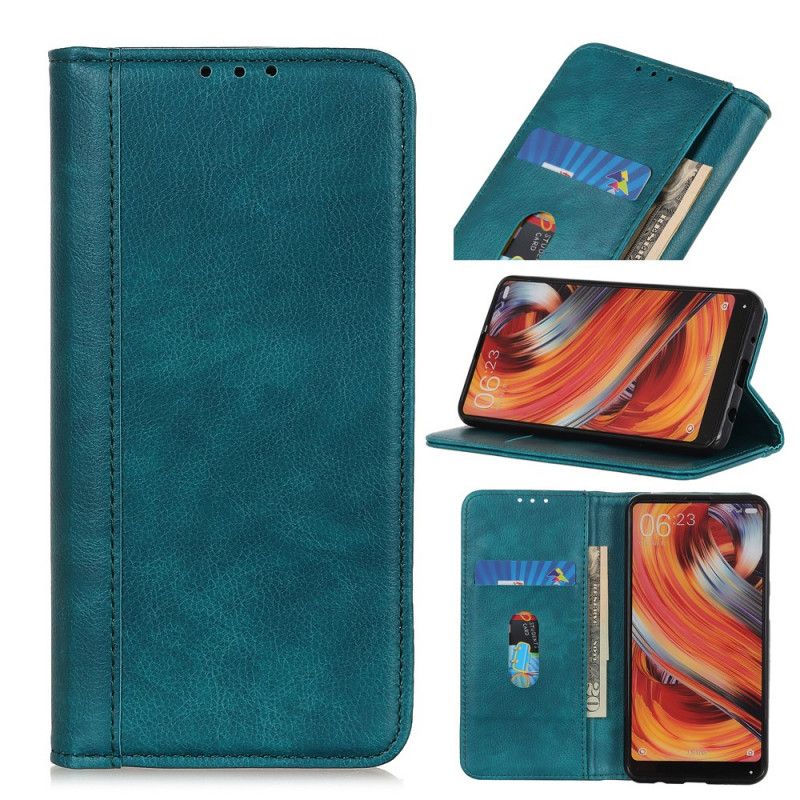 Flip Kotelot iPhone 11 Pro Max Zielony Czarny Elegancka Dwoina Z Liczi Etui Ochronne