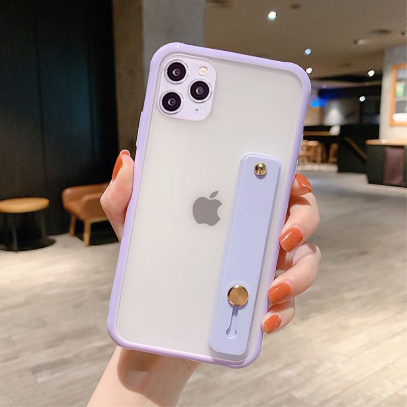 Futerały iPhone 11 Pro Max Biały Czarny Etui na Telefon Hybryda Z Paskiem Podtrzymującym