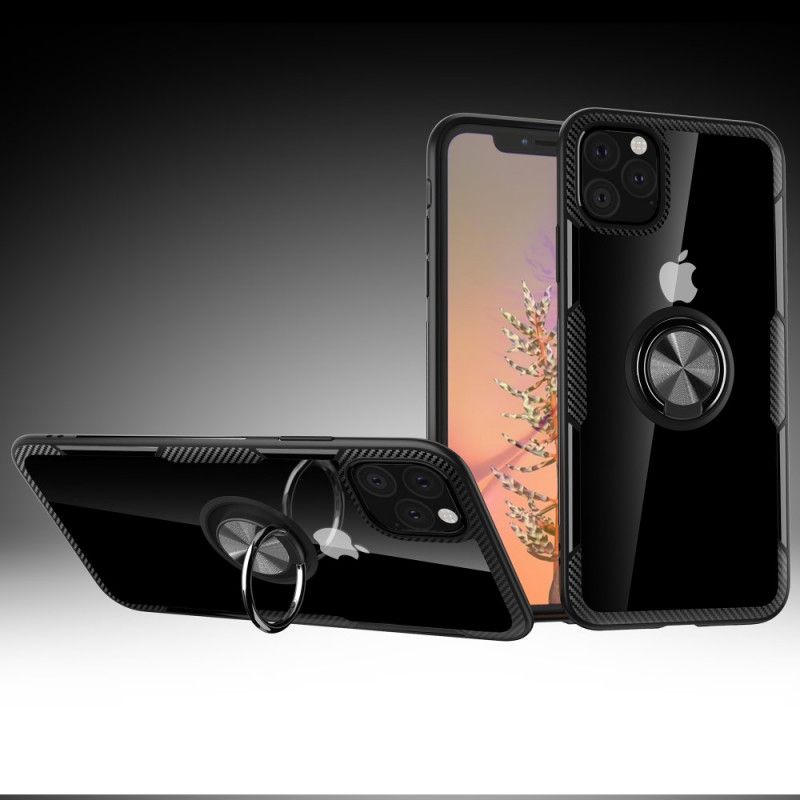 Futerały iPhone 11 Pro Max Czerwony Czarny Pierścień Nośny Z Metalowymi Krawędziami