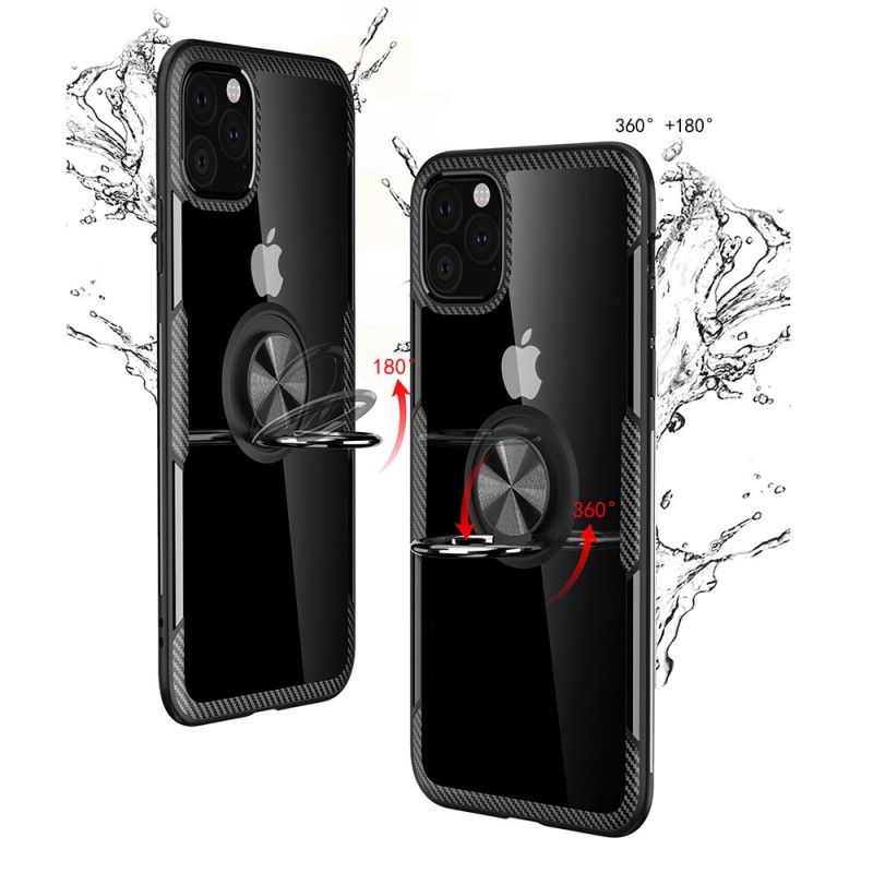 Futerały iPhone 11 Pro Max Czerwony Czarny Pierścień Nośny Z Metalowymi Krawędziami