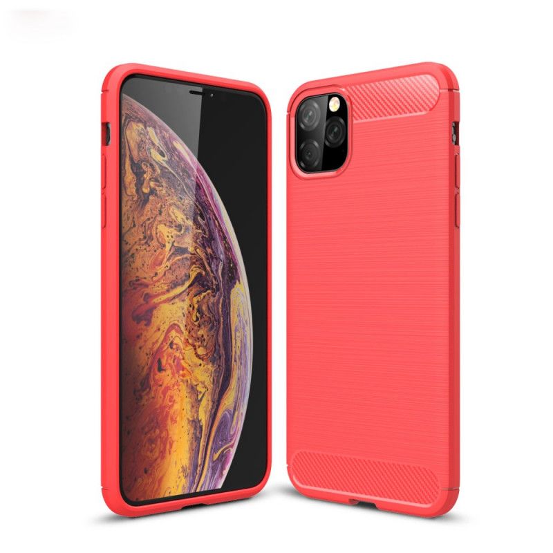 Futerały iPhone 11 Pro Max Czerwony Czarny Szczotkowane Włókno Węglowe