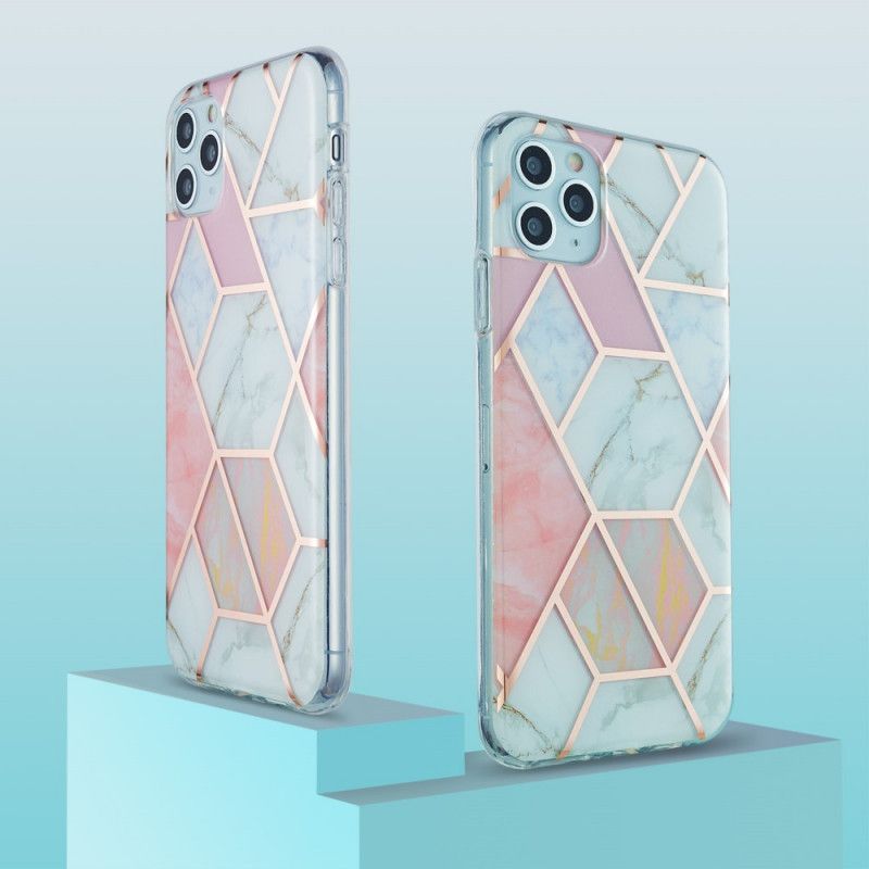 Futerały iPhone 11 Pro Max Zielony Biały Etui na Telefon Geometria Silikonowego Marmuru