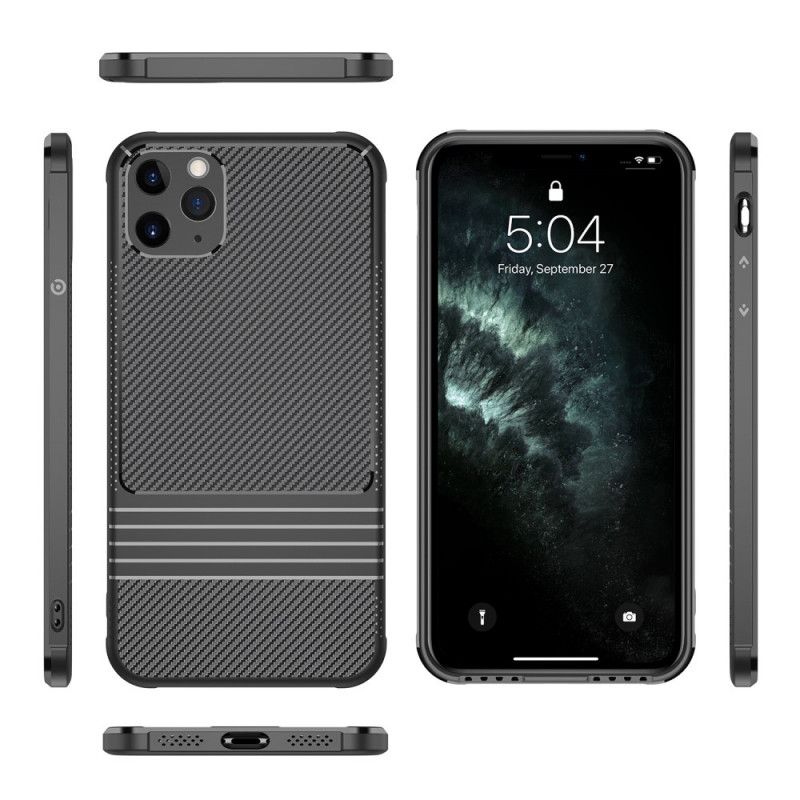 Futerały iPhone 11 Pro Max Zielony Czarny Leeu Z Włókna Węglowego