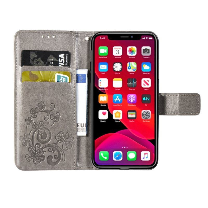 Pokrowce iPhone 11 Pro Max Szary Czarny Czterolistna Koniczyna