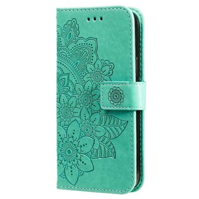 Etui Folio do Xiaomi Redmi Note 12 5G z Łańcuch Mandala Kwiatowa Na Pasku