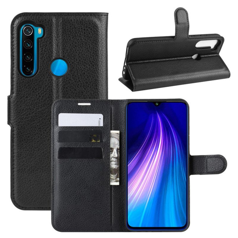 Etui Folio Xiaomi Redmi Note 8 Biały Czarny Klasyczny Etui Ochronne