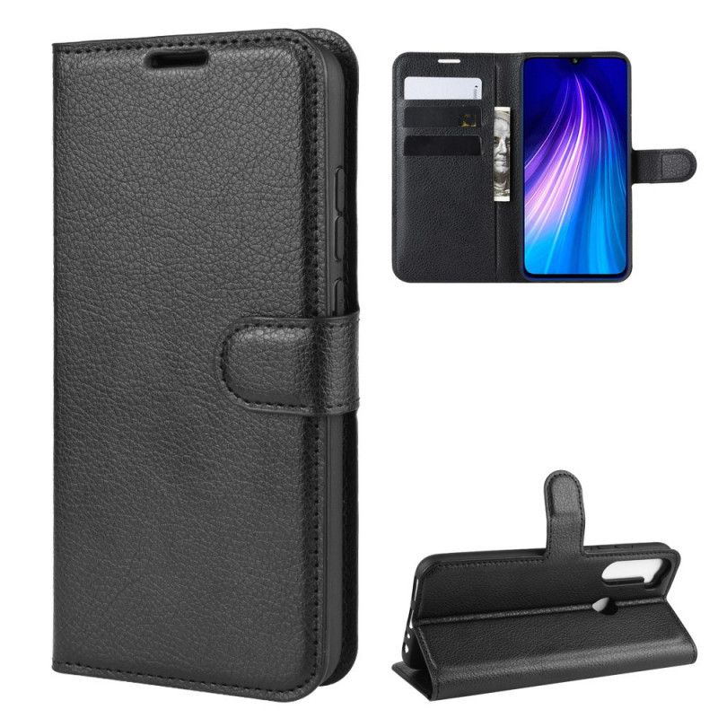 Etui Folio Xiaomi Redmi Note 8 Biały Czarny Klasyczny Etui Ochronne