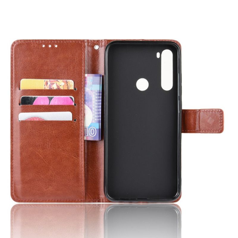 Etui Folio Xiaomi Redmi Note 8 Czerwony Czarny Efektowna Sztuczna Skóra Etui Ochronne