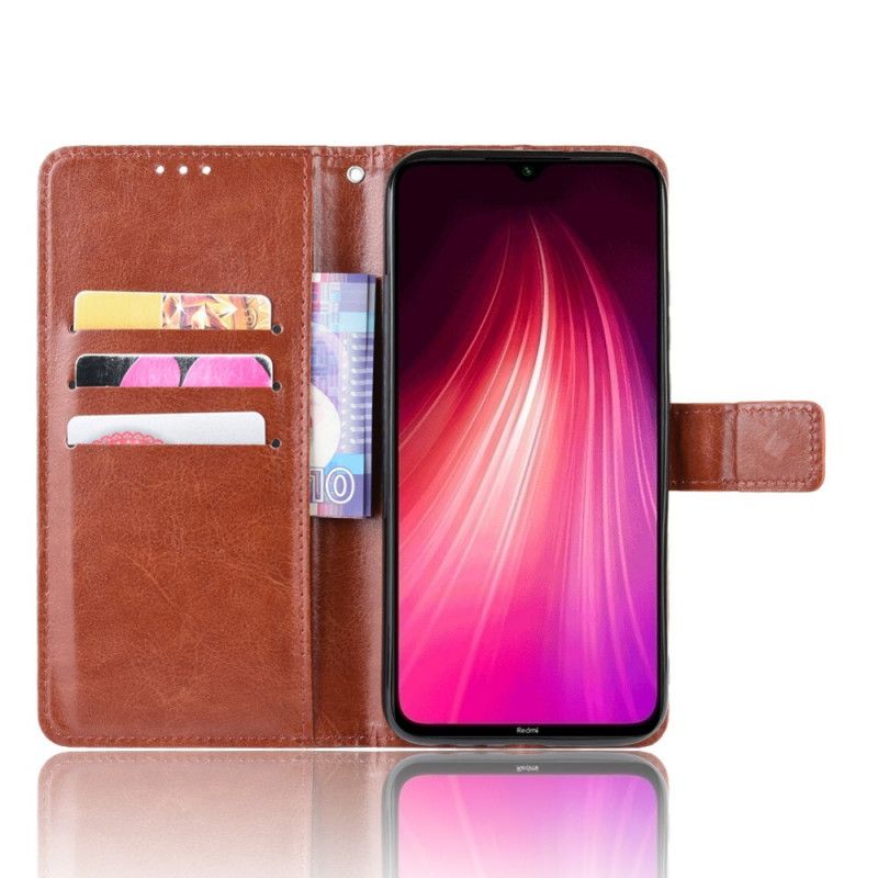 Etui Folio Xiaomi Redmi Note 8 Czerwony Czarny Efektowna Sztuczna Skóra Etui Ochronne