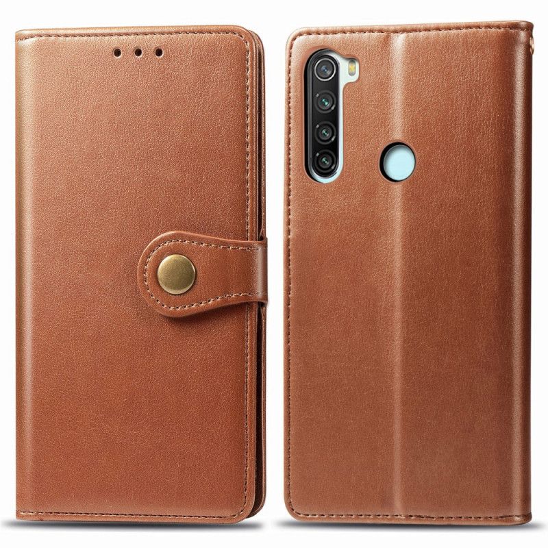 Etui Folio Xiaomi Redmi Note 8 Czerwony Czarny Sztuczna Skóra I Zapięcie Vintage