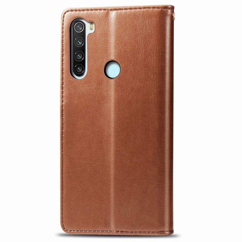 Etui Folio Xiaomi Redmi Note 8 Czerwony Czarny Sztuczna Skóra I Zapięcie Vintage