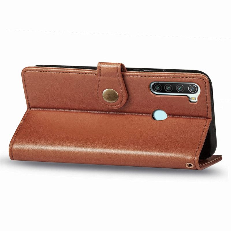 Etui Folio Xiaomi Redmi Note 8 Czerwony Czarny Sztuczna Skóra I Zapięcie Vintage