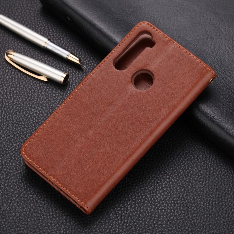 Etui Folio Xiaomi Redmi Note 8 Czerwony Szary Imitacja Skóry Azns