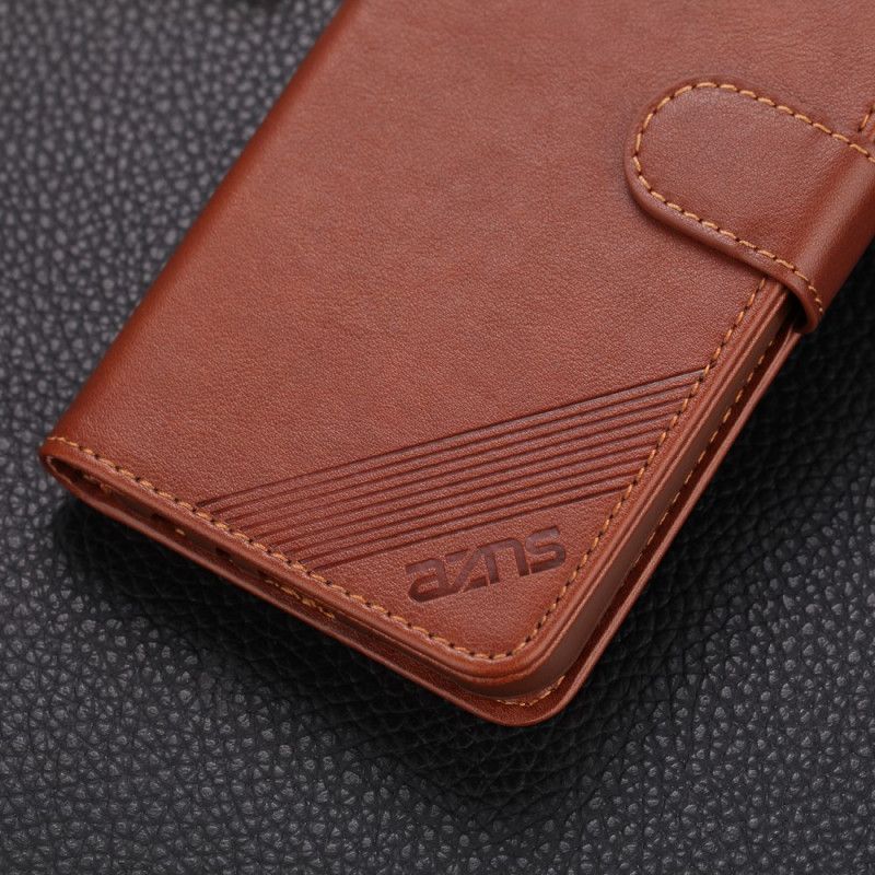 Etui Folio Xiaomi Redmi Note 8 Czerwony Szary Imitacja Skóry Azns