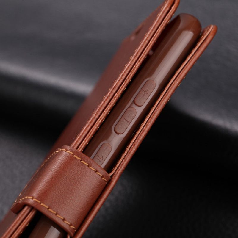 Etui Folio Xiaomi Redmi Note 8 Czerwony Szary Imitacja Skóry Azns