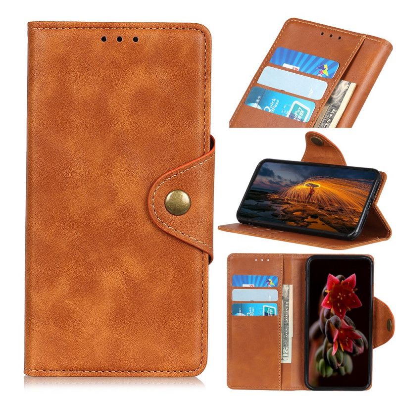 Etui Folio Xiaomi Redmi Note 8 Granatowy Czerwony Imitacja Skóry Guzików Etui Ochronne